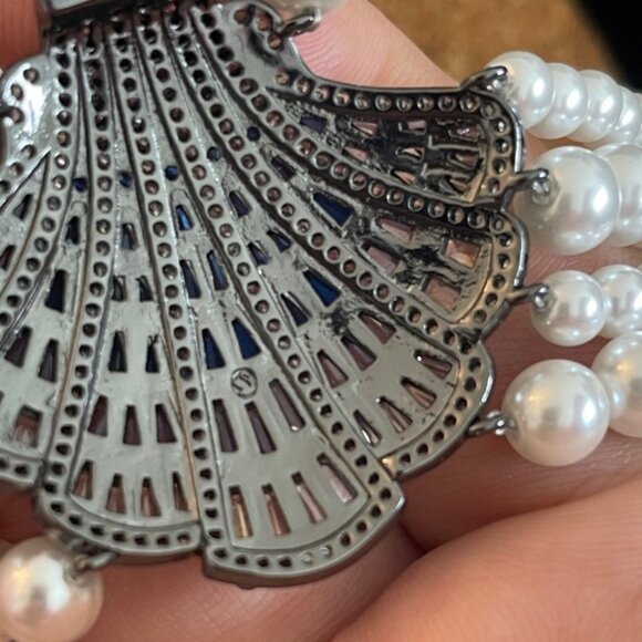 Swarovski Silver and Blue Pearl Necklace - Picture 6 of 9